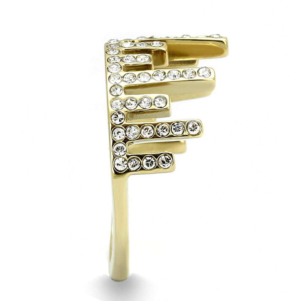 TK3129 - IP Gold(Ion Plating) Stainless Steel Ring with Top Grade Crystal  in Clear-3