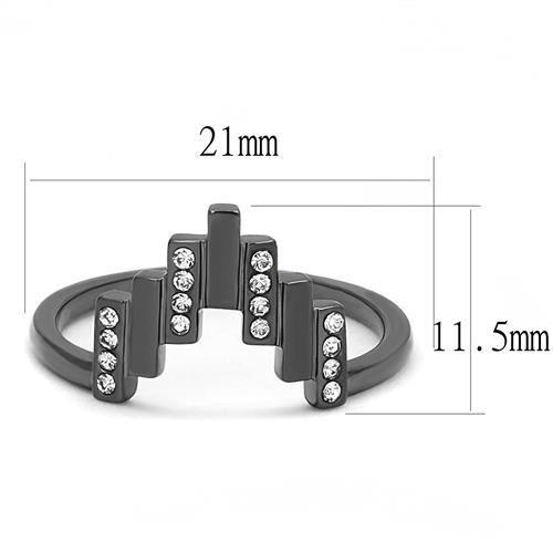 TK3135 - IP Light Black  (IP Gun) Stainless Steel Ring with Top Grade Crystal  in Clear-1