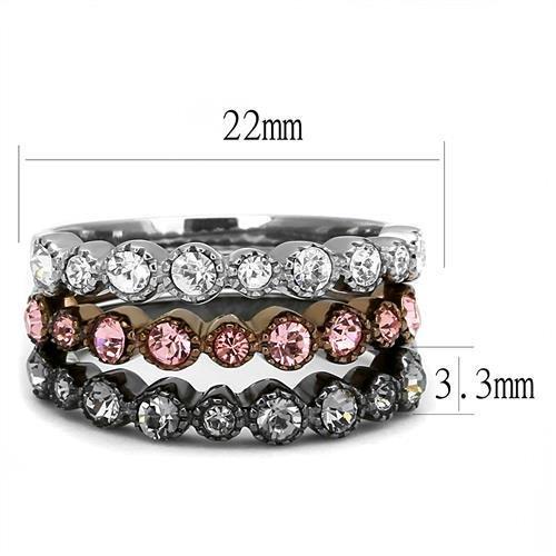 TK3136 - IP Light Black & IP Light coffee Stainless Steel Ring with Top Grade Crystal  in Multi Color-1