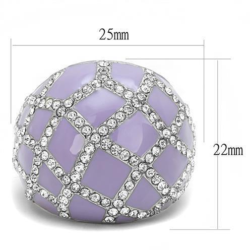 TK3143 - High polished (no plating) Stainless Steel Ring with Top Grade Crystal  in Clear-1