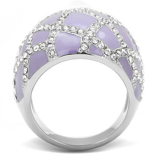 TK3143 - High polished (no plating) Stainless Steel Ring with Top Grade Crystal  in Clear-2