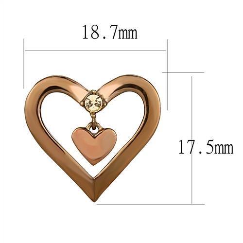 TK3156 - IP Rose Gold(Ion Plating) Stainless Steel Earrings with Top Grade Crystal  in Light Peach-1