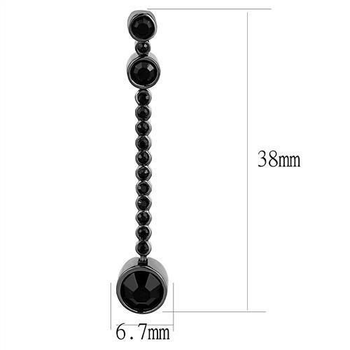 TK3162 - IP Light Black  (IP Gun) Stainless Steel Earrings with Top Grade Crystal  in Jet-1