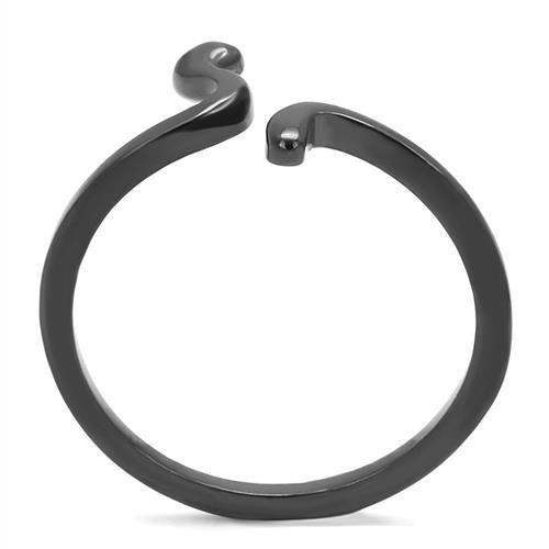 TK3164 - IP Black(Ion Plating) Stainless Steel Ring with No Stone-2