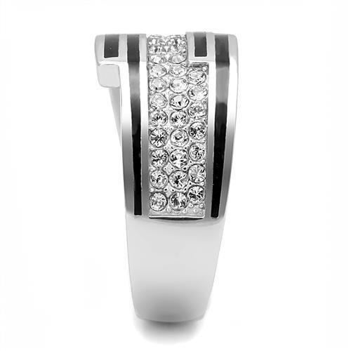 TK3174 - High polished (no plating) Stainless Steel Ring with Top Grade Crystal  in Clear-3