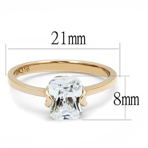 TK3179 - IP Rose Gold(Ion Plating) Stainless Steel Ring with AAA Grade CZ  in Clear-1