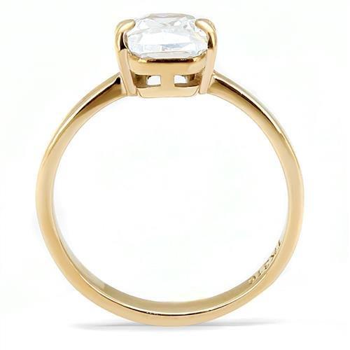 TK3179 - IP Rose Gold(Ion Plating) Stainless Steel Ring with AAA Grade CZ  in Clear-2