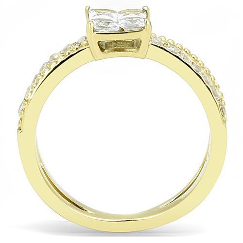 TK3181 - IP Gold(Ion Plating) Stainless Steel Ring with AAA Grade CZ  in Clear-2