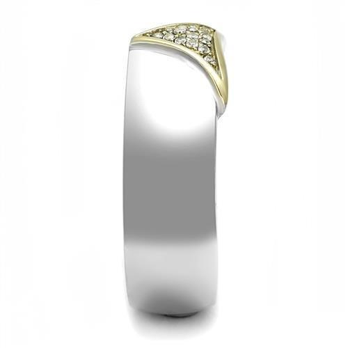 TK3187 - Two-Tone IP Gold (Ion Plating) Stainless Steel Ring with AAA Grade CZ  in Clear-3