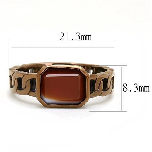 TK3193 - IP Coffee light Stainless Steel Ring with Semi-Precious Agate in Siam-1