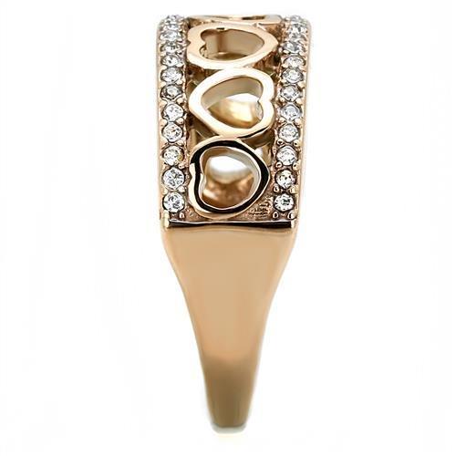 TK3194 - IP Rose Gold(Ion Plating) Stainless Steel Ring with Top Grade Crystal  in Clear-3