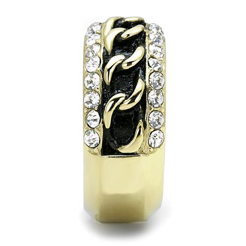 TK3196 - IP Gold(Ion Plating) Stainless Steel Ring with Top Grade Crystal  in Clear-3