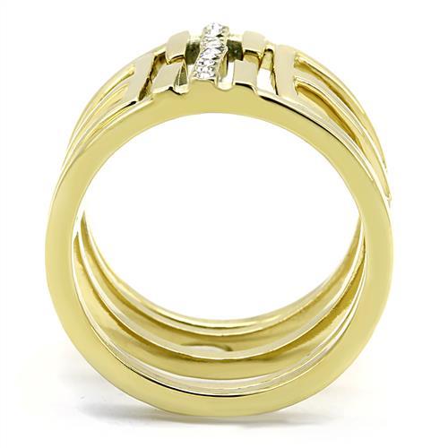 TK3198 - IP Gold(Ion Plating) Stainless Steel Ring with Top Grade Crystal  in Clear-2