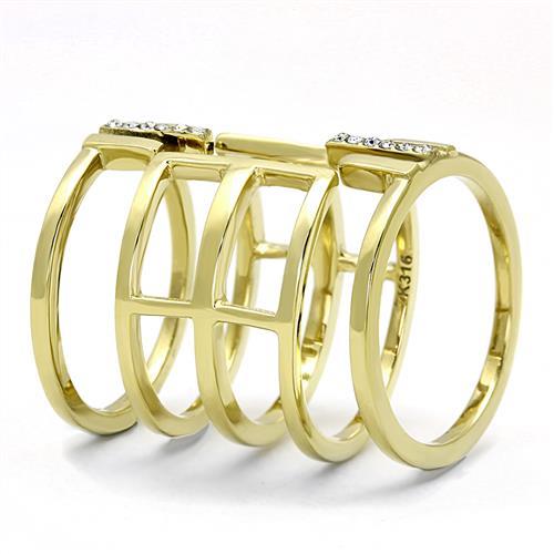 TK3198 - IP Gold(Ion Plating) Stainless Steel Ring with Top Grade Crystal  in Clear-3
