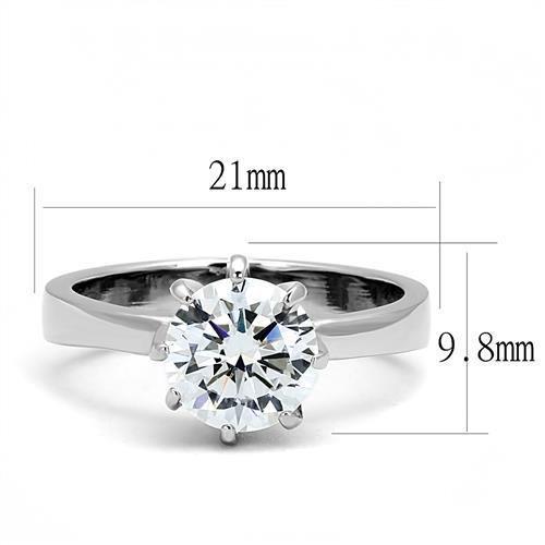 TK3208 - High polished (no plating) Stainless Steel Ring with AAA Grade CZ  in Clear-1