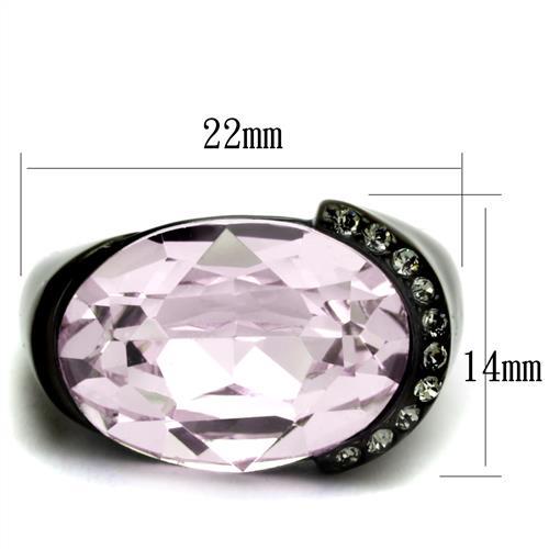 TK3213 - IP Black(Ion Plating) Stainless Steel Ring with Top Grade Crystal  in Light Amethyst-1