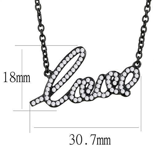 TK3217 - IP Black(Ion Plating) Stainless Steel Chain Pendant with AAA Grade CZ  in Clear-1