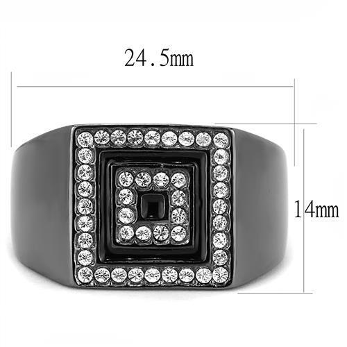 TK3220 - IP Light Black  (IP Gun) Stainless Steel Ring with Top Grade Crystal  in Clear-1