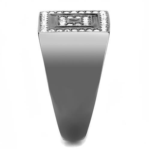 TK3220 - IP Light Black  (IP Gun) Stainless Steel Ring with Top Grade Crystal  in Clear-3