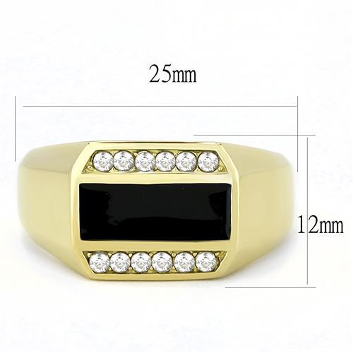 TK3222 - IP Gold(Ion Plating) Stainless Steel Ring with AAA Grade CZ  in Clear-1