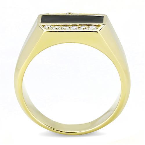 TK3222 - IP Gold(Ion Plating) Stainless Steel Ring with AAA Grade CZ  in Clear-2