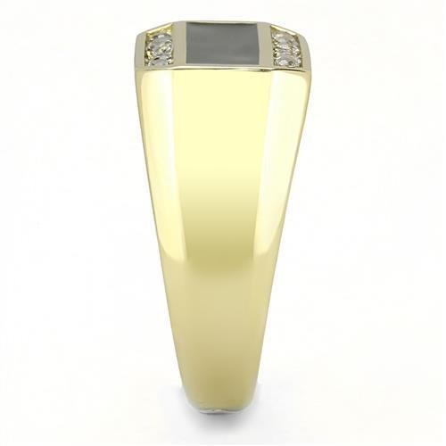 TK3222 - IP Gold(Ion Plating) Stainless Steel Ring with AAA Grade CZ  in Clear-3