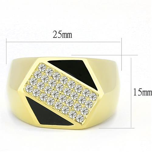 TK3224 - IP Gold(Ion Plating) Stainless Steel Ring with Top Grade Crystal  in Clear-1