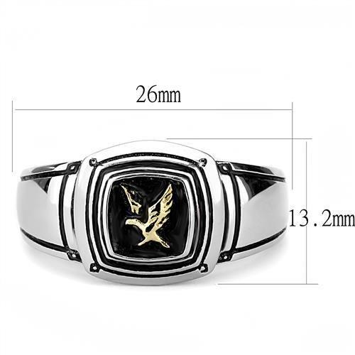 TK3226 - Two-Tone IP Gold (Ion Plating) Stainless Steel Ring with Epoxy  in Jet-1