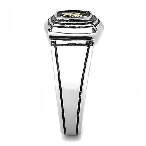 TK3226 - Two-Tone IP Gold (Ion Plating) Stainless Steel Ring with Epoxy  in Jet-3