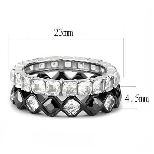 TK3231 - Two-Tone IP Black (Ion Plating) Stainless Steel Ring with AAA Grade CZ  in Black Diamond-1
