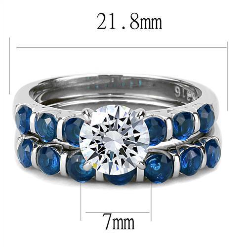 TK3235 - High polished (no plating) Stainless Steel Ring with AAA Grade CZ  in Clear-1