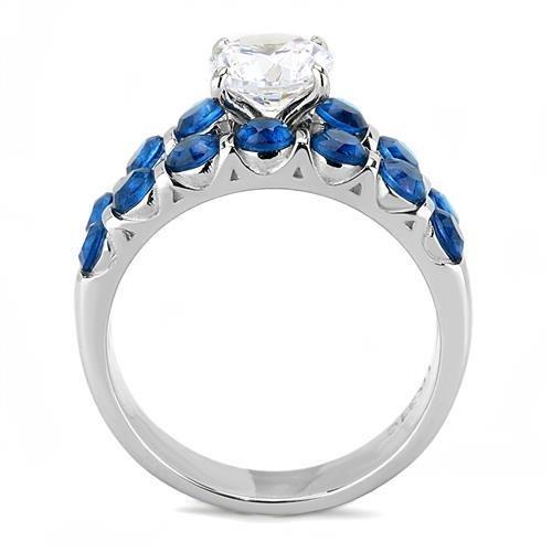 TK3235 - High polished (no plating) Stainless Steel Ring with AAA Grade CZ  in Clear-2