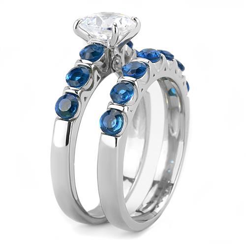 TK3235 - High polished (no plating) Stainless Steel Ring with AAA Grade CZ  in Clear-3