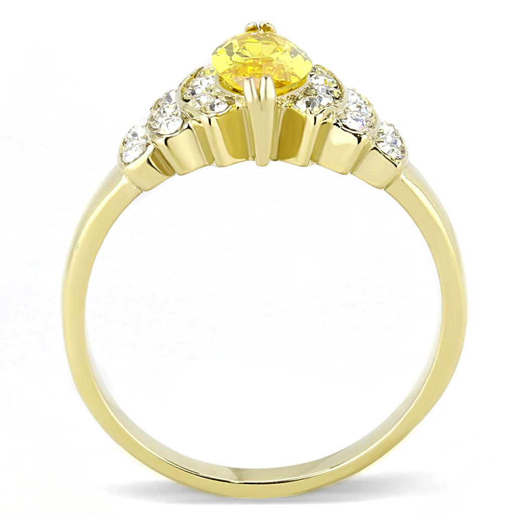 TK3239 - IP Gold(Ion Plating) Stainless Steel Ring with AAA Grade CZ  in Topaz-2