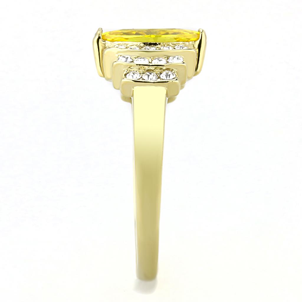 TK3239 - IP Gold(Ion Plating) Stainless Steel Ring with AAA Grade CZ  in Topaz-3