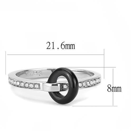 TK3241 - High polished (no plating) Stainless Steel Ring with Top Grade Crystal  in Clear-1
