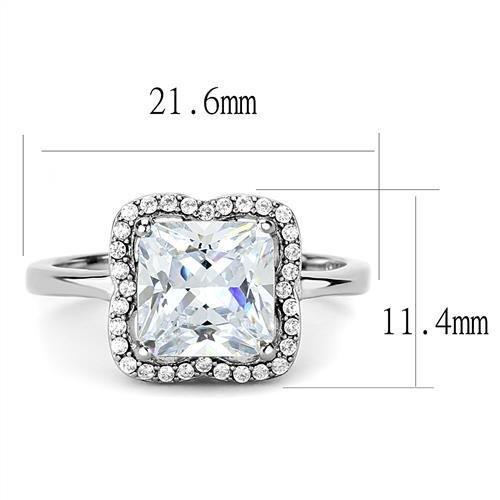 TK3242 - High polished (no plating) Stainless Steel Ring with AAA Grade CZ  in Clear-1