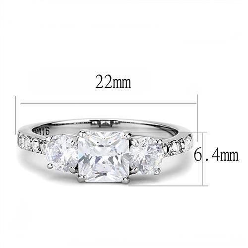 TK3246 - High polished (no plating) Stainless Steel Ring with AAA Grade CZ  in Clear-1