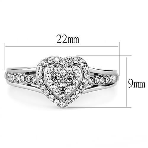 TK3249 - High polished (no plating) Stainless Steel Ring with Top Grade Crystal  in Clear-1