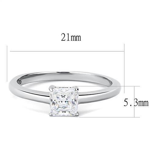 TK3250 - High polished (no plating) Stainless Steel Ring with AAA Grade CZ  in Clear-1