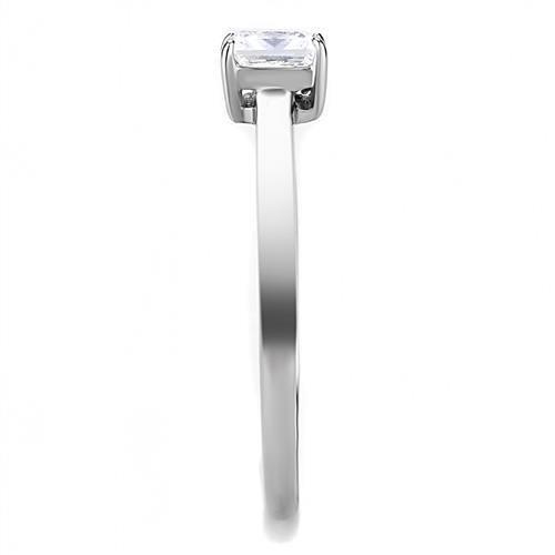 TK3250 - High polished (no plating) Stainless Steel Ring with AAA Grade CZ  in Clear-3