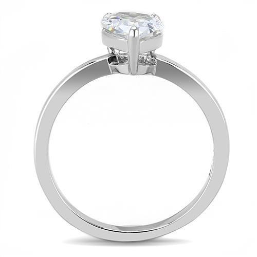 TK3251 - High polished (no plating) Stainless Steel Ring with AAA Grade CZ  in Clear-2