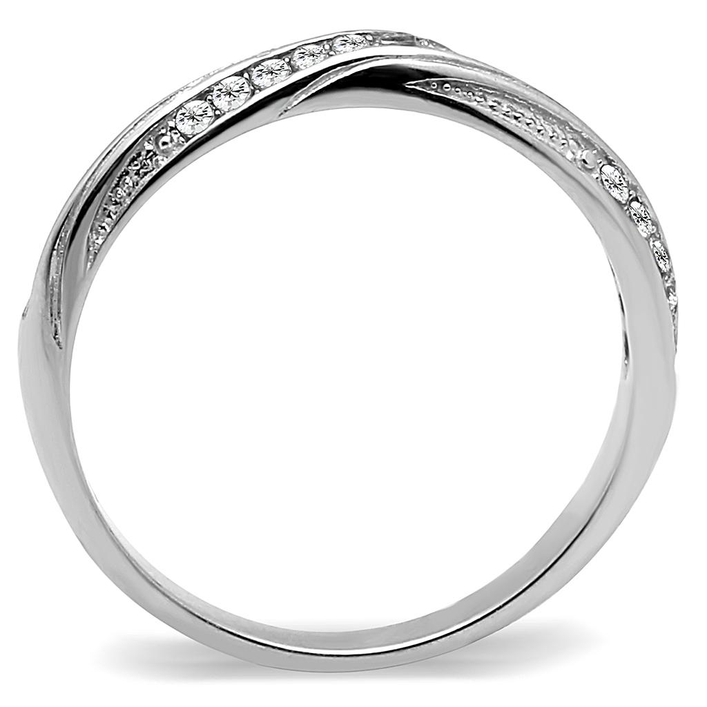 TK3259 - High polished (no plating) Stainless Steel Ring with AAA Grade CZ  in Clear-2