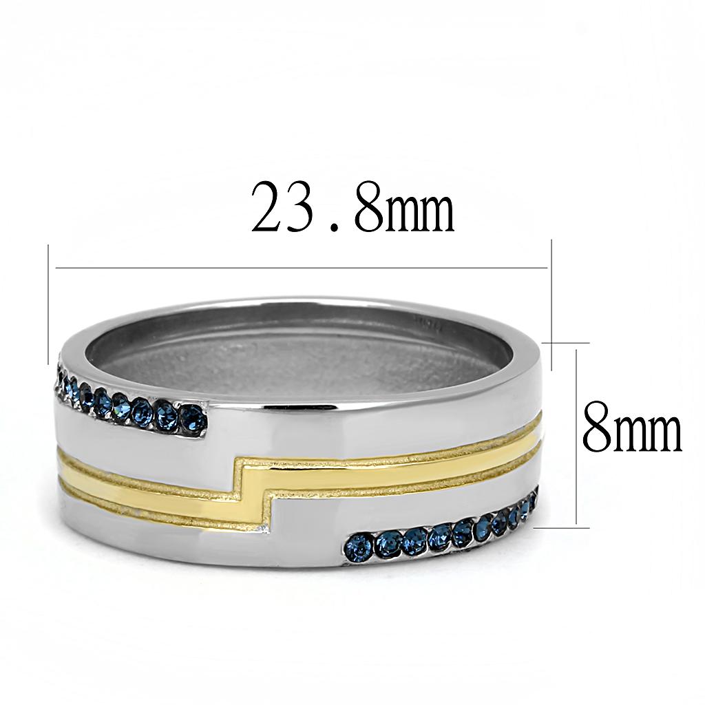 TK3266 - Two-Tone IP Gold (Ion Plating) Stainless Steel Ring with Top Grade Crystal  in Montana-1
