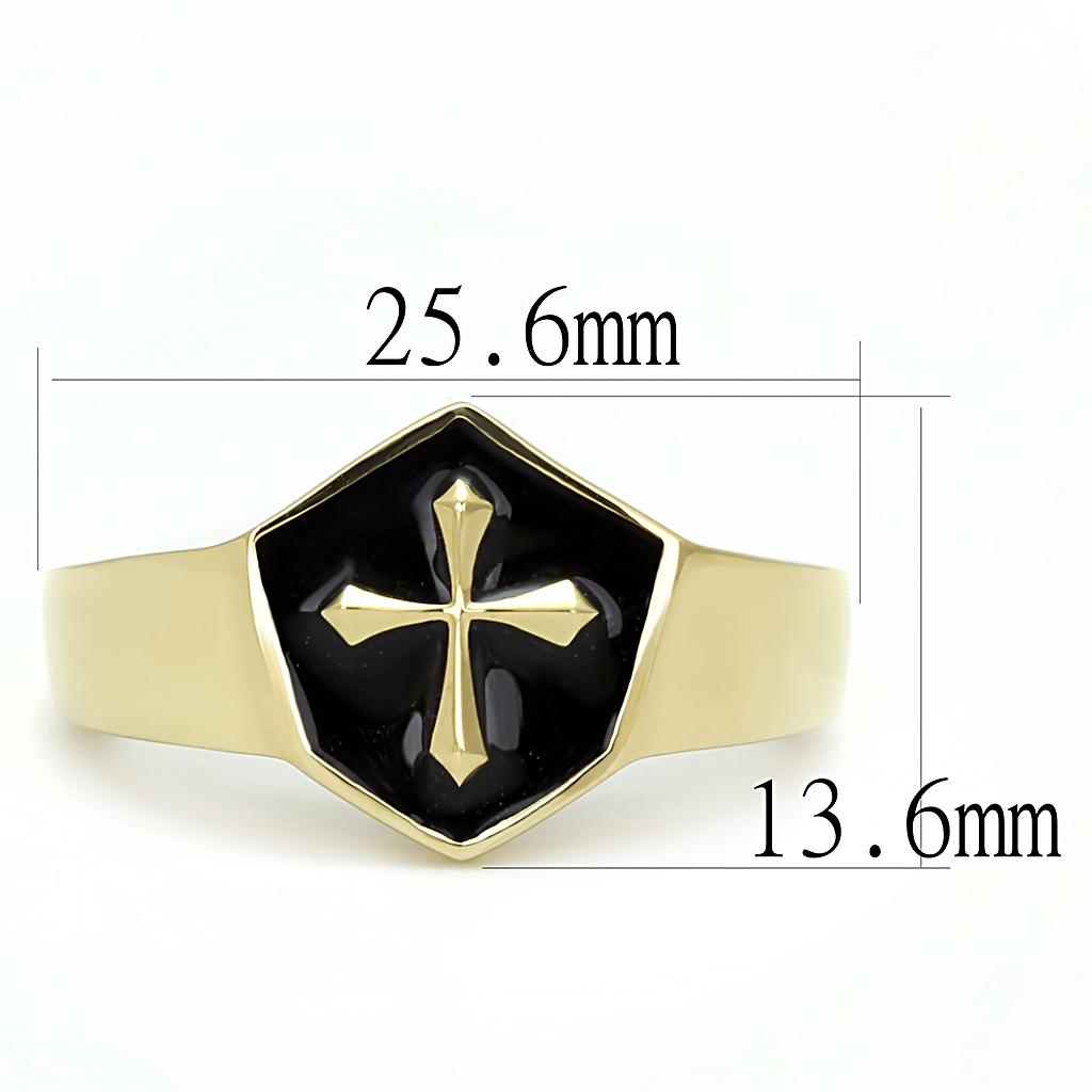 TK3268 - IP Gold(Ion Plating) Stainless Steel Ring with Epoxy  in Jet-1