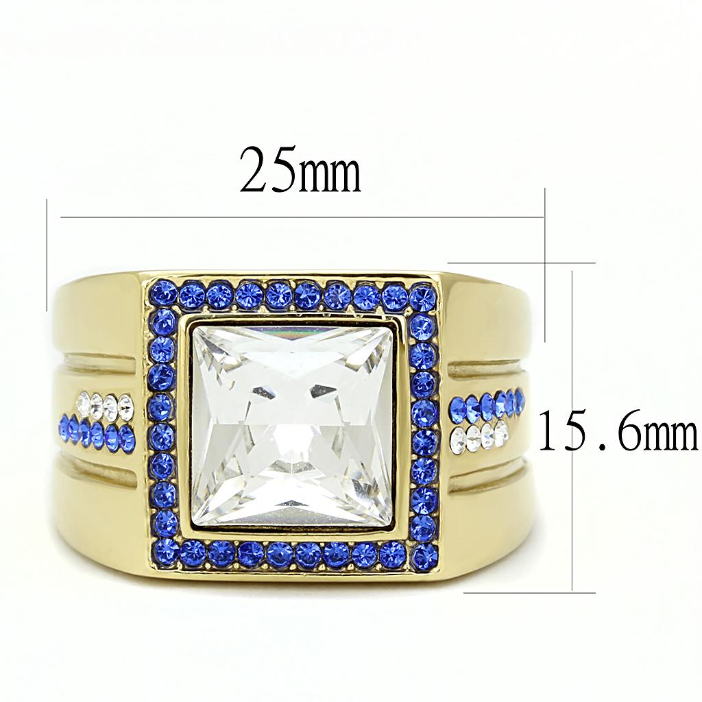 TK3269 - IP Gold(Ion Plating) Stainless Steel Ring with Top Grade Crystal  in Clear-1