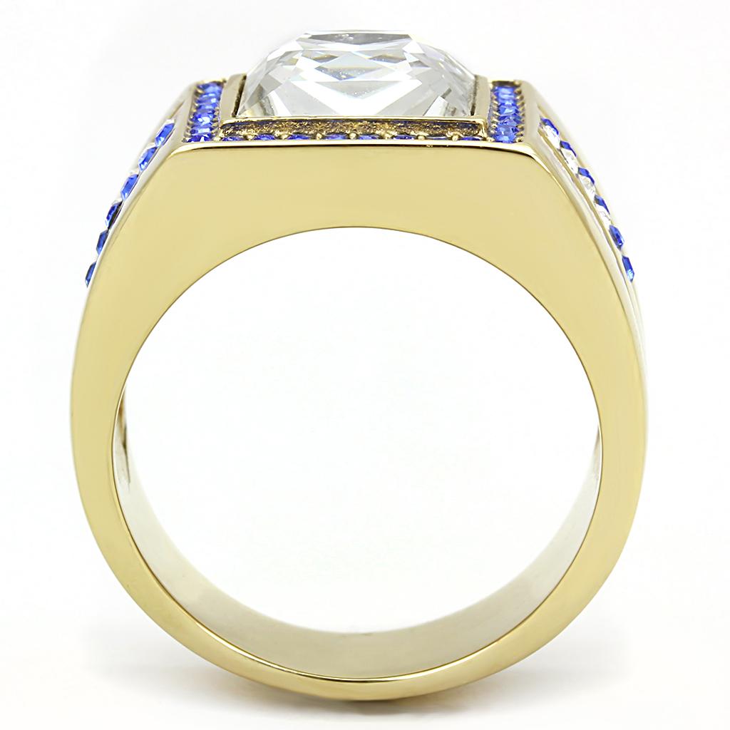TK3269 - IP Gold(Ion Plating) Stainless Steel Ring with Top Grade Crystal  in Clear-2