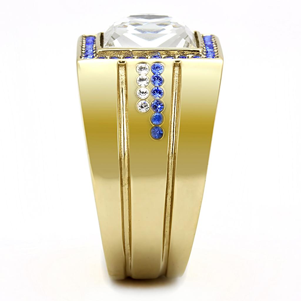 TK3269 - IP Gold(Ion Plating) Stainless Steel Ring with Top Grade Crystal  in Clear-3
