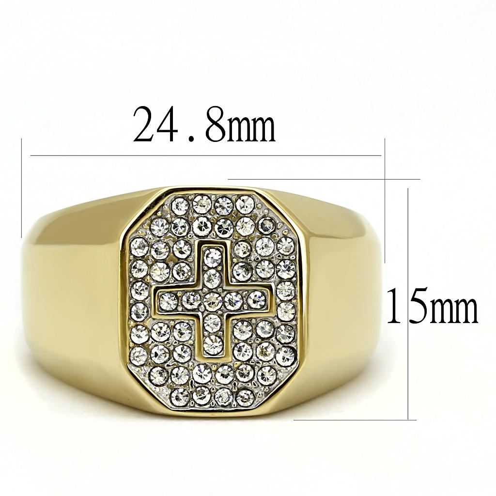 TK3270 - Two-Tone IP Gold (Ion Plating) Stainless Steel Ring with Top Grade Crystal  in Clear-1