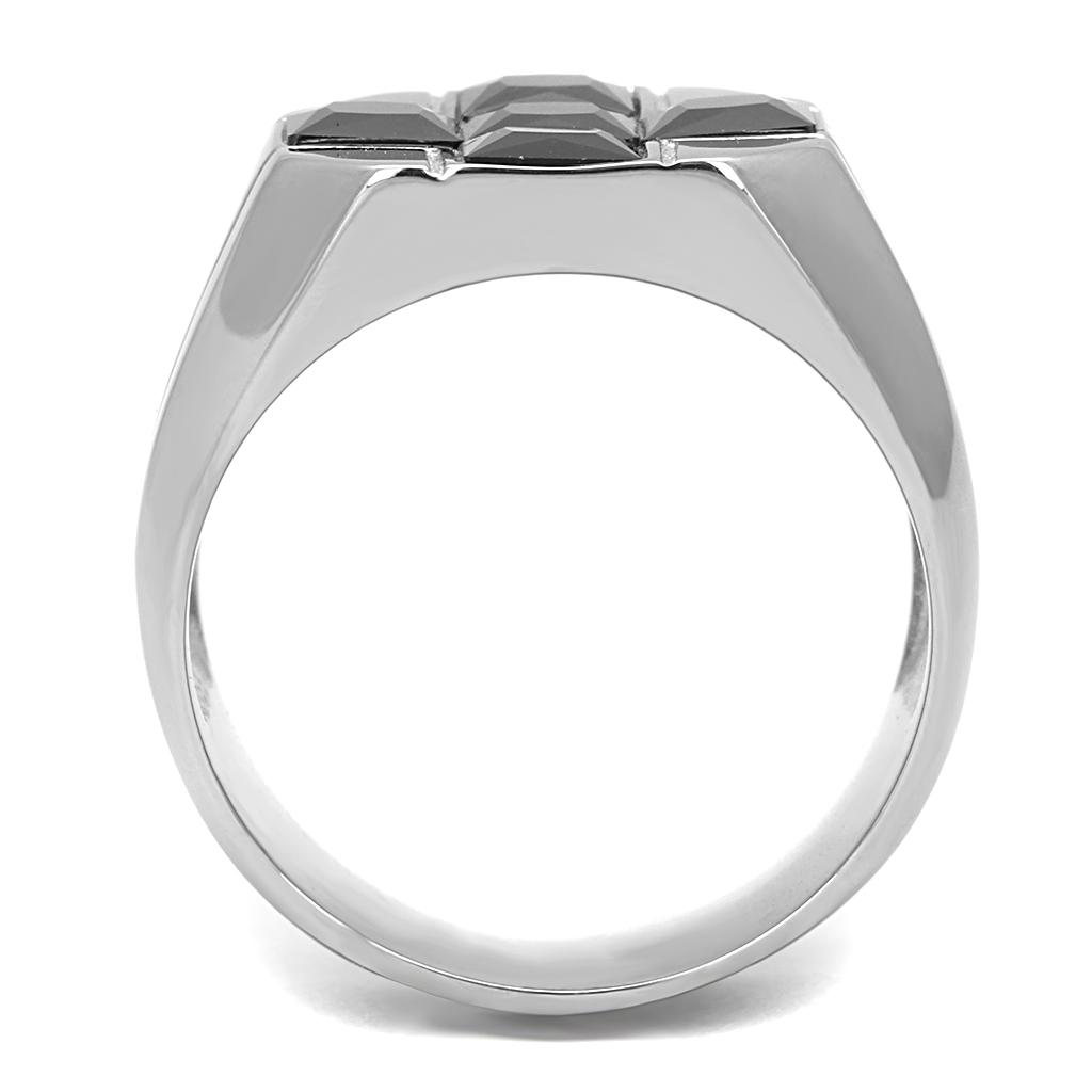 TK3271 - Two-Tone IP Gold (Ion Plating) Stainless Steel Ring with AAA Grade CZ  in Black Diamond-2